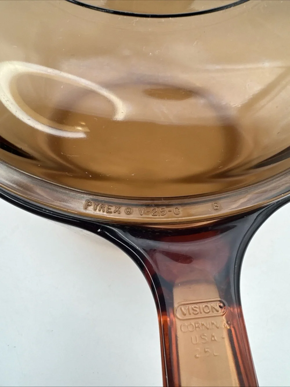 Corning Ware Visions Amber Glass Pyrex Cookware 2.5L Sauce Pan Pot w/ Pyrex Lid
